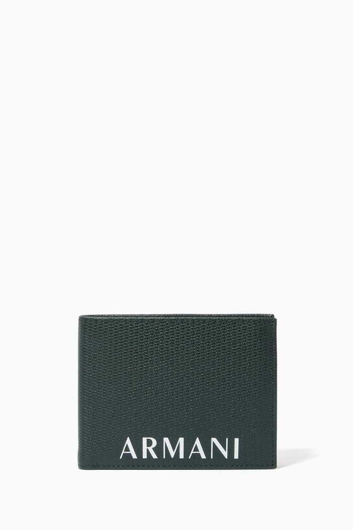

AE Logo Trifold Wallet in Leather, Green