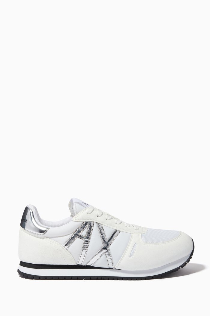 

AX Bold Logo Sneakers in Suede & Mesh, White