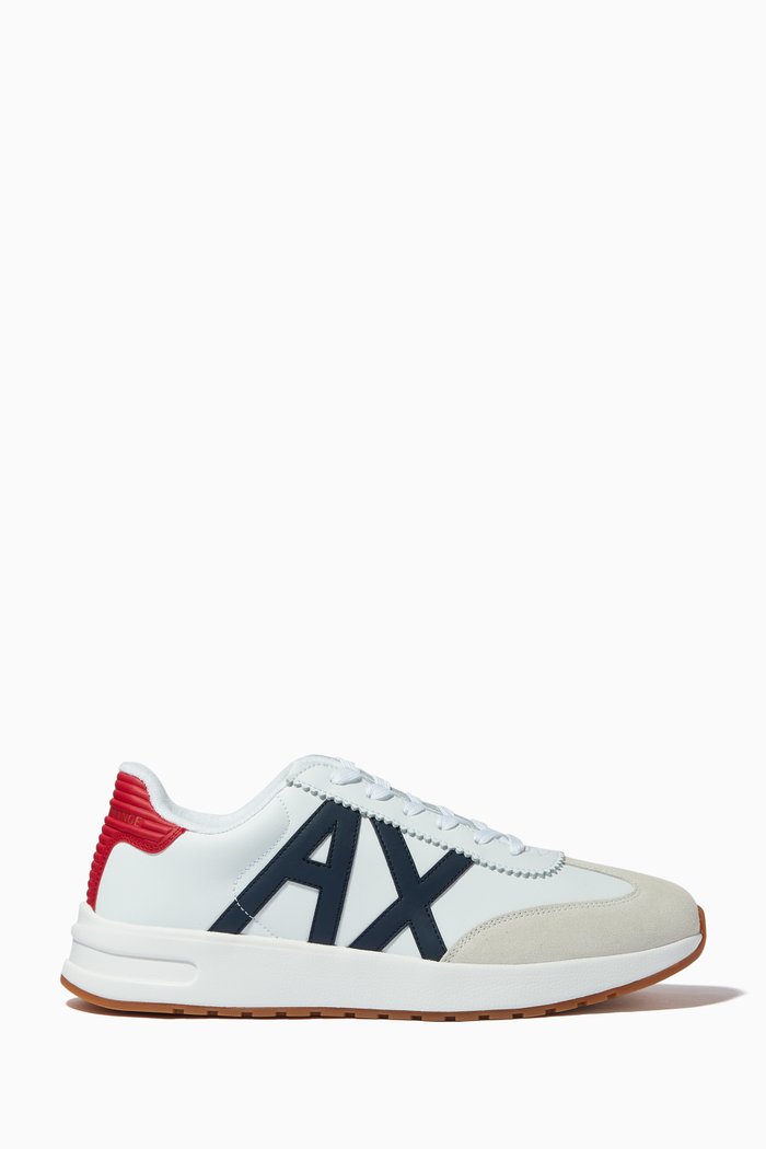 

AX Bold Logo Sneakers in Leather, White