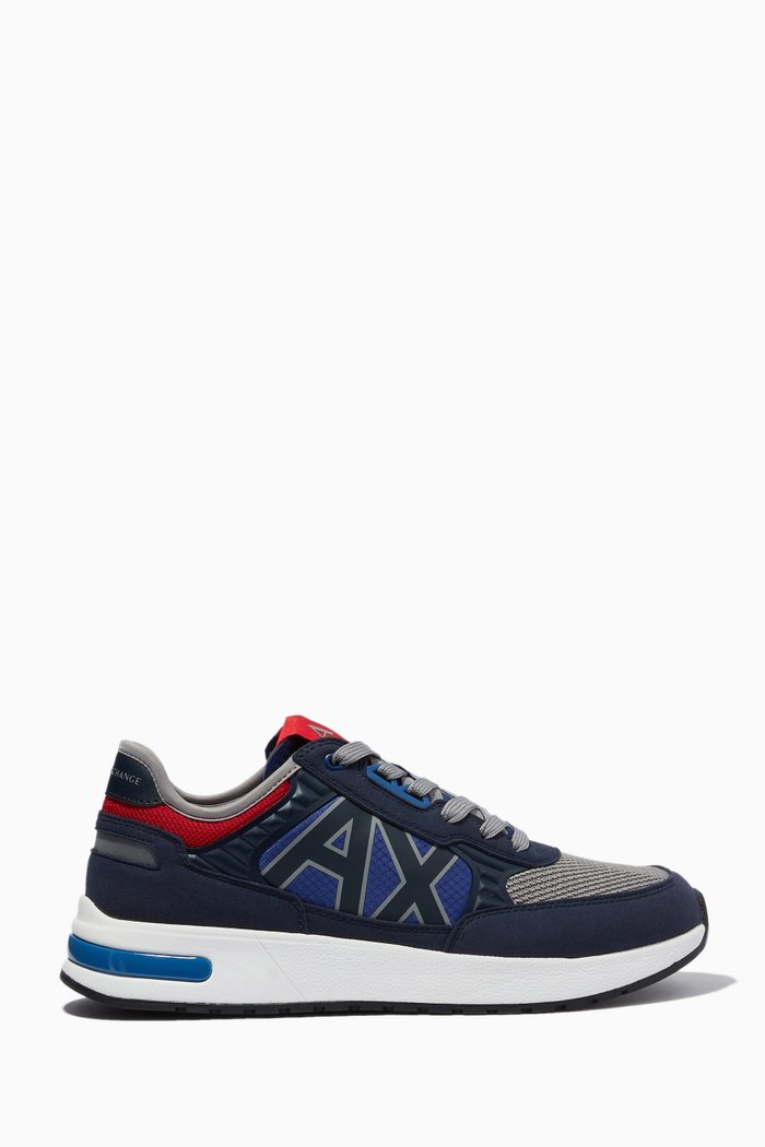 Icon Logo Sneakers in Mesh Fabric, Blue