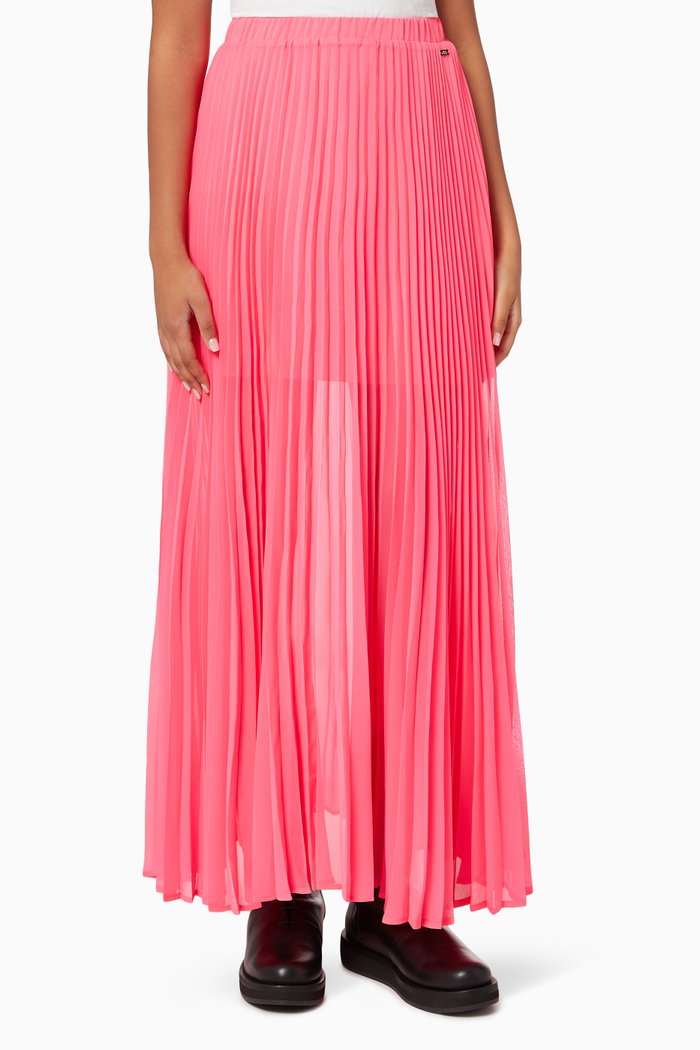 

Long Pleated Skirt in Chiffon, Pink