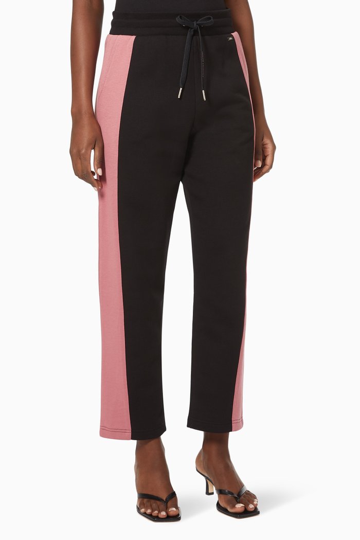 

Two Tone Joggers in Cotton Blend Fleece, Black
