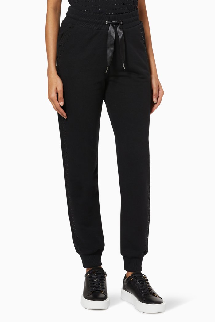

Studded Sweatpants in Organic Cotton Blend, Black