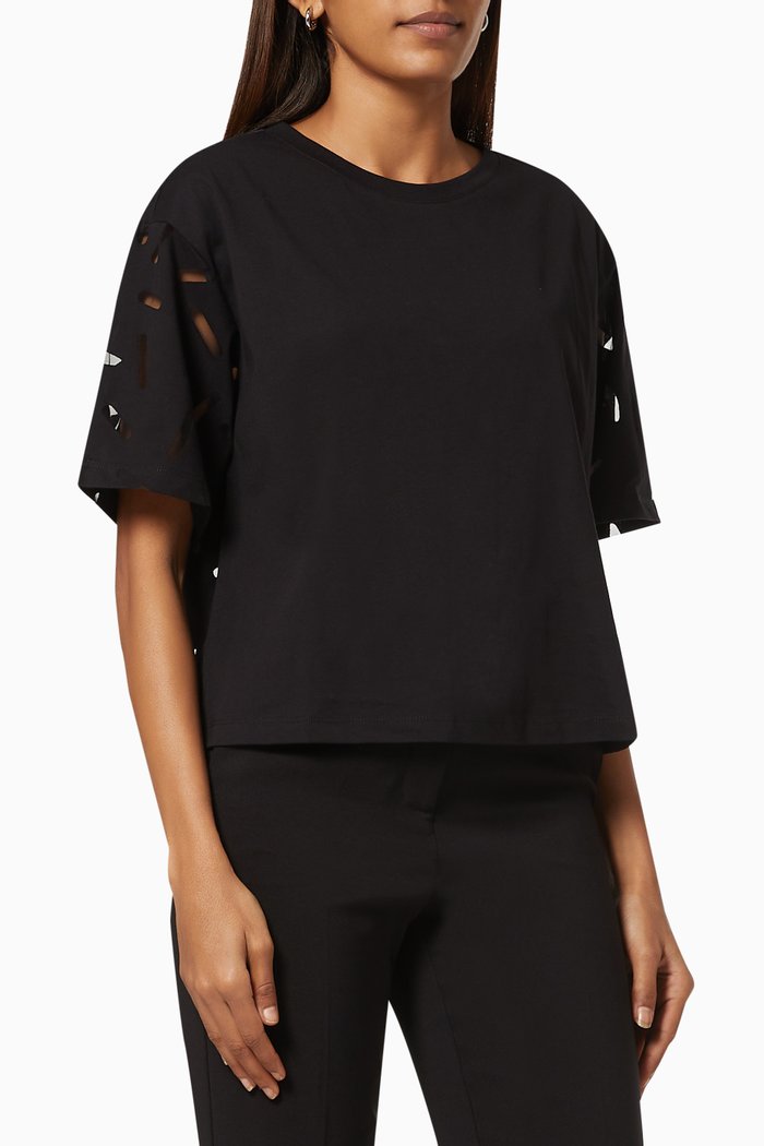 

Cropped T-shirt in Burnout Cotton, Black