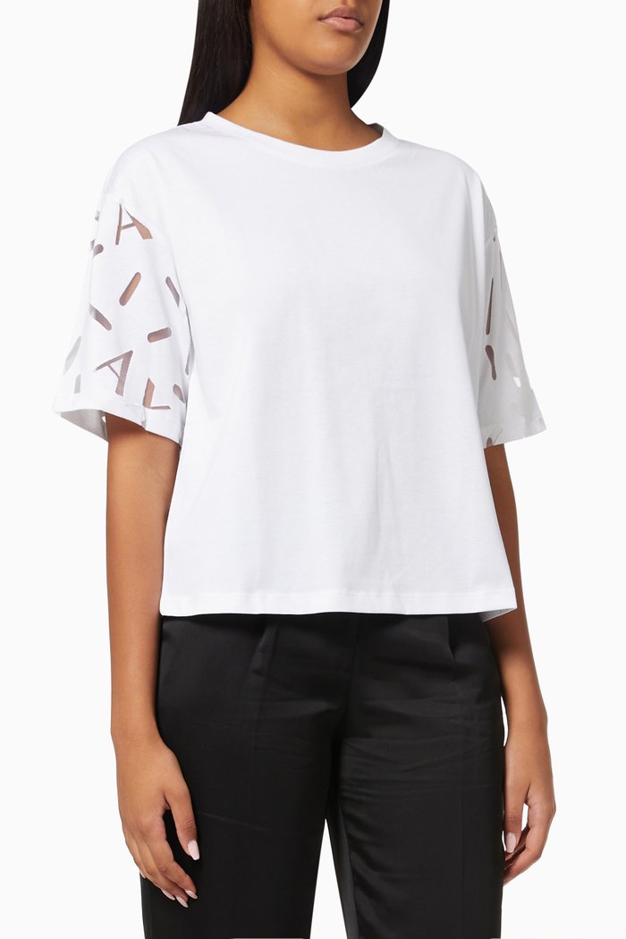 

Cropped T-shirt in Burnout Cotton, White
