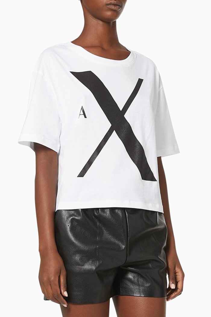 

A|X Cropped T-shirt in Cotton Jersey, White