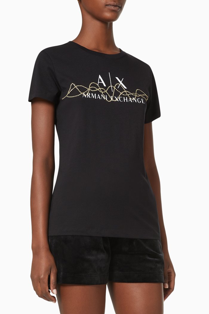 

A|X Sequin Swirl T-shirt in Cotton Jersey, Black