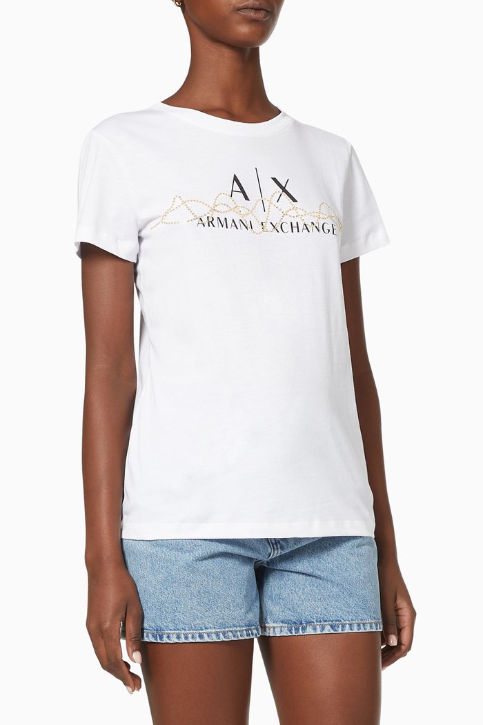 

A|X Sequin Swirl T-shirt in Cotton Jersey, White