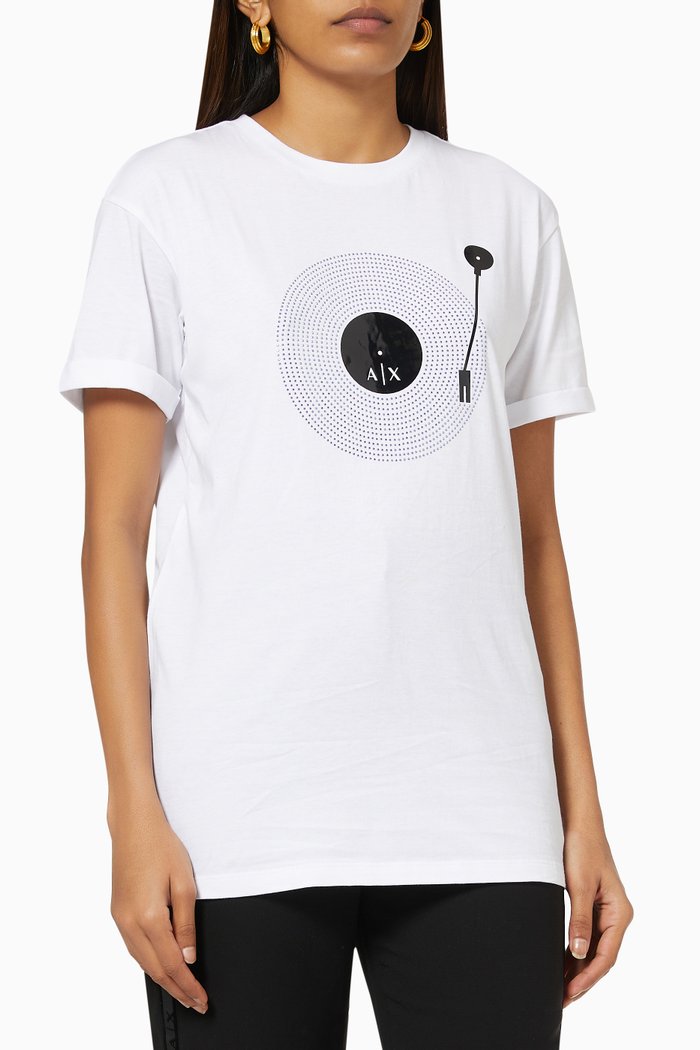 

Graphic Print T-Shirt in Cotton Jersey, White