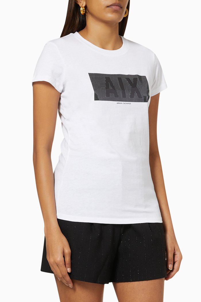 

Embellished Logo T-Shirt in Cotton Jersey, White