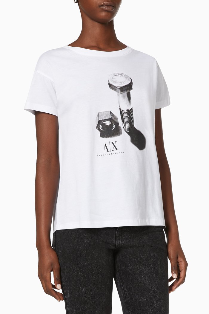 

Screw Print T-shirt in Cotton Jersey, White