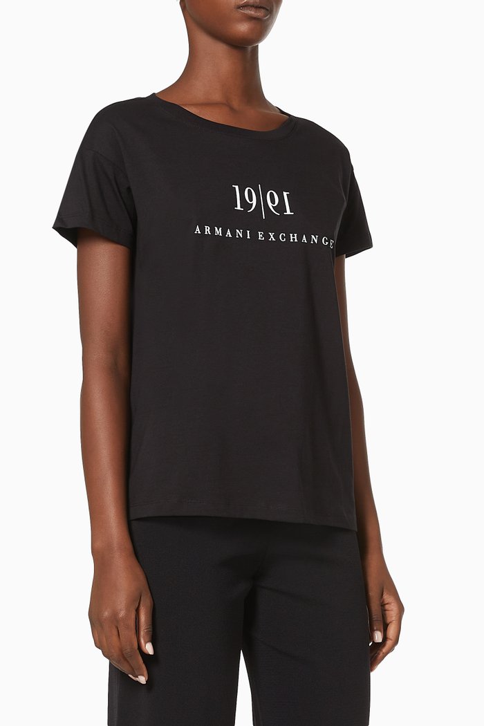 Logo Print T-shirt in Cotton Jersey, Black