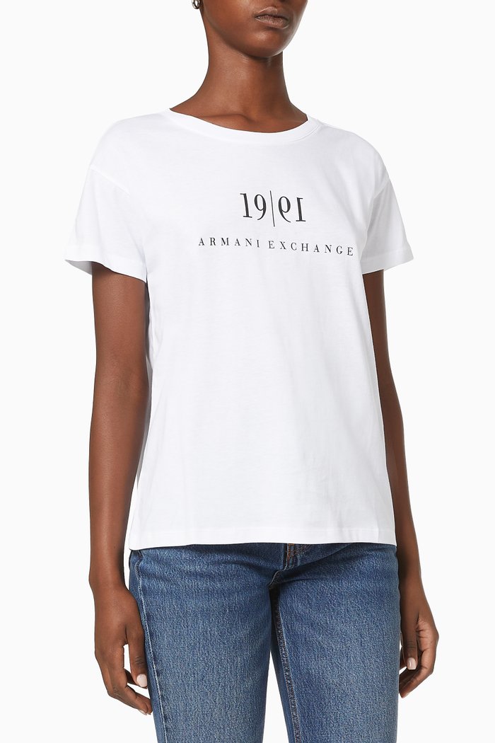 Logo Print T-shirt in Cotton Jersey, White