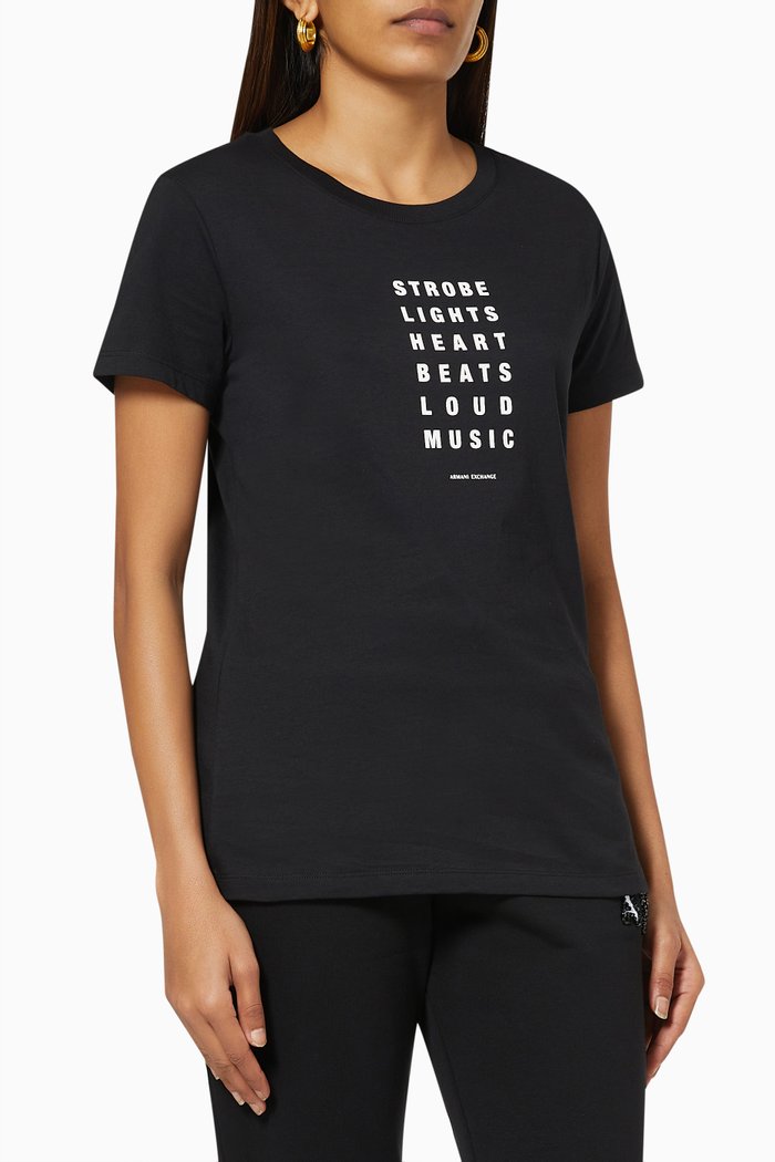 

Graphic Print T-Shirt in Organic Cotton, Black