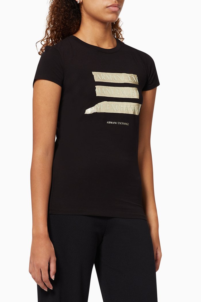 

Foil Logo Print T-shirt in Jersey, Black