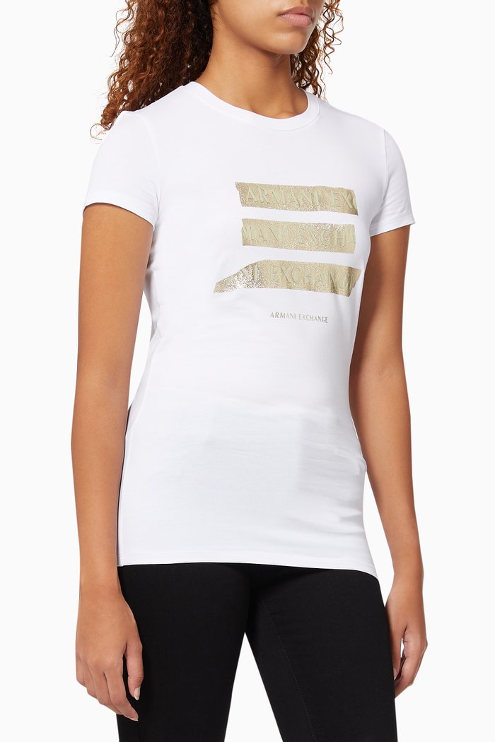 

Foil Logo Print T-shirt in Jersey, White