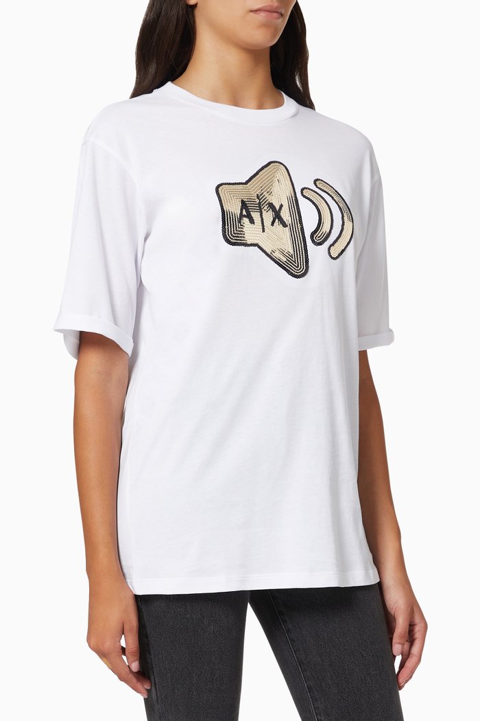 

Sequin Speaker T-shirt in Jersey, White