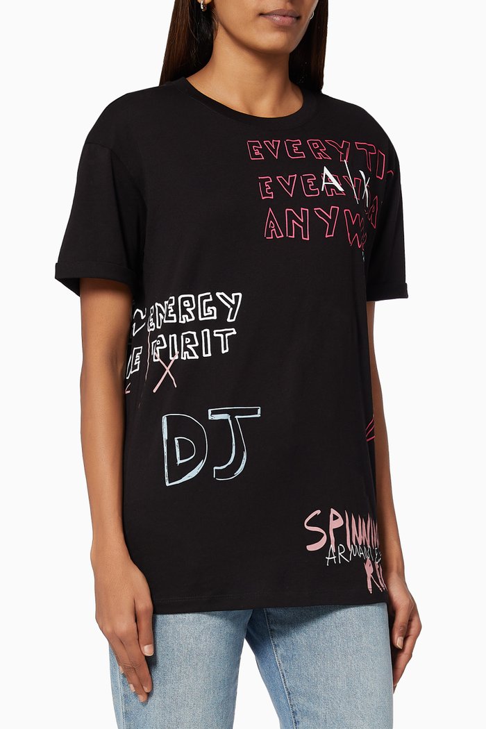 

A|X Graffiti DJ Print T-shirt in Jersey, Black
