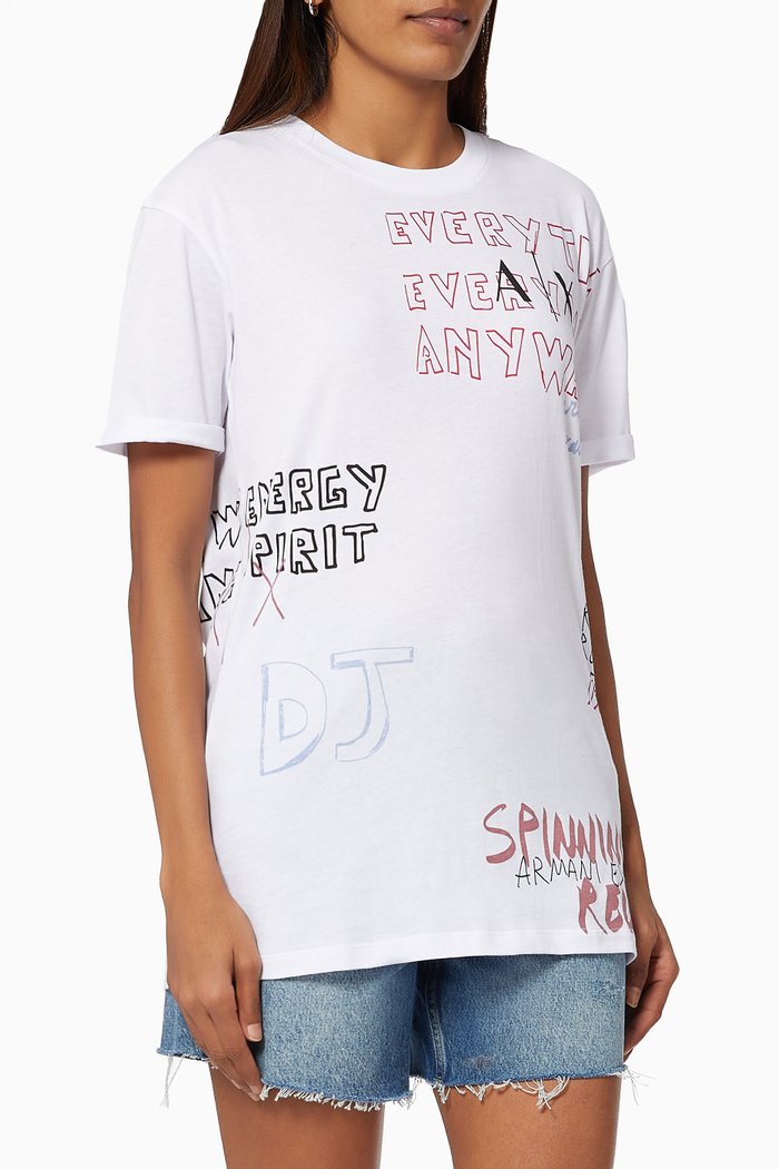 A|X Graffiti DJ Print T-shirt in Jersey, White