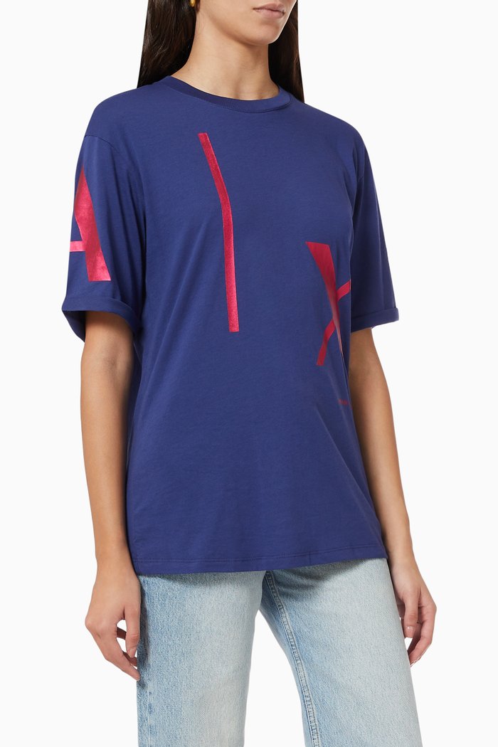 

Oversized Logo T-Shirt in Cotton Jersey, Blue