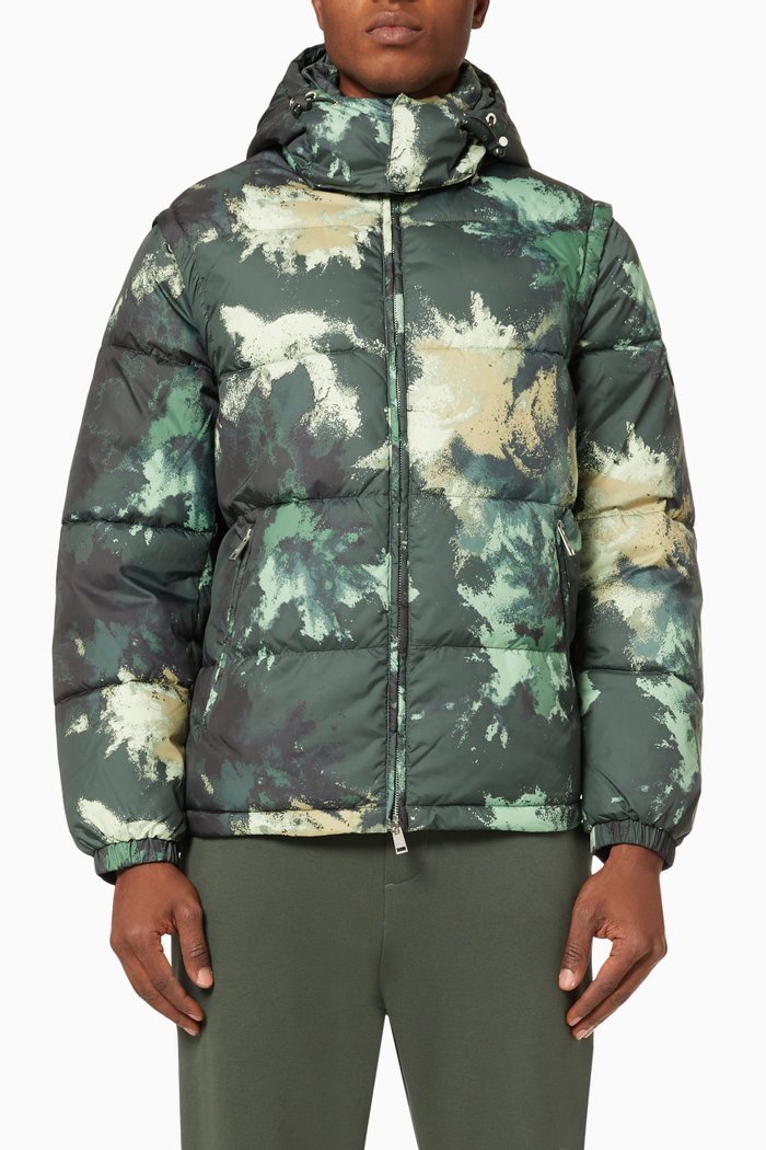 

Ink Camo Puffer Jacket in Recycled Quilted Nylon, Green