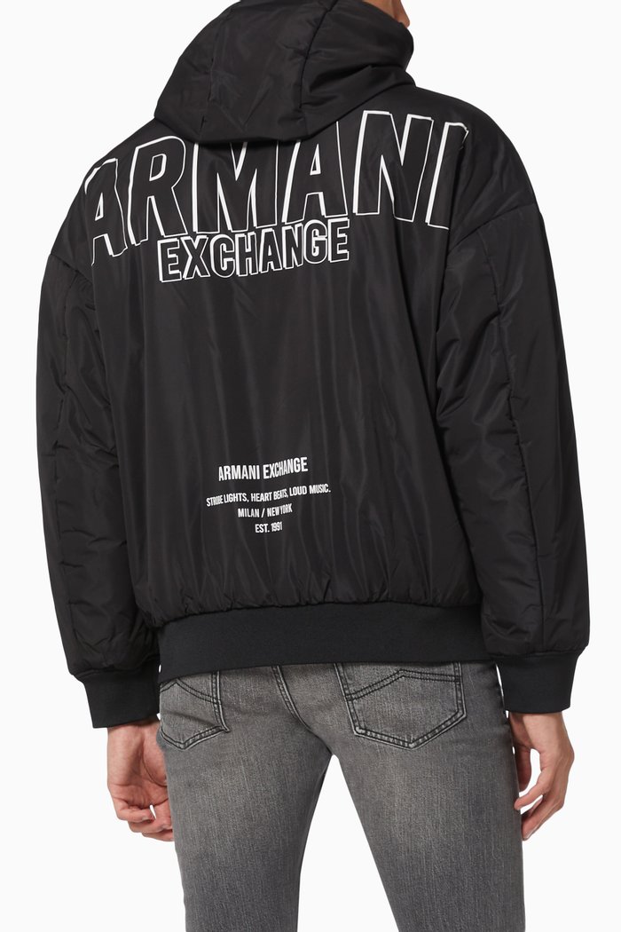 

Zip-Up Windbreaker in Padded Nylon, Black
