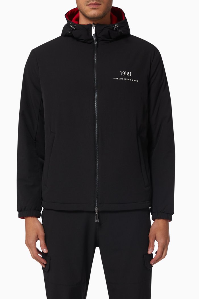 1991 Logo Reversible Jacket with Hood, Black