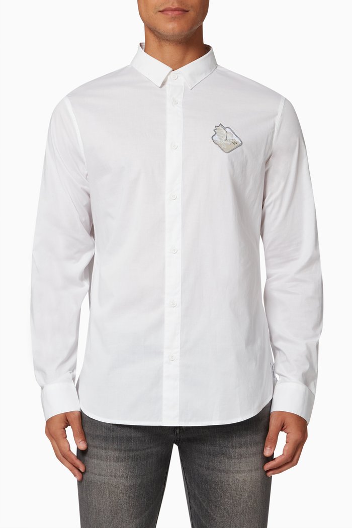 

Eagle Logo Slim fit Shirt in Cotton Poplin, White
