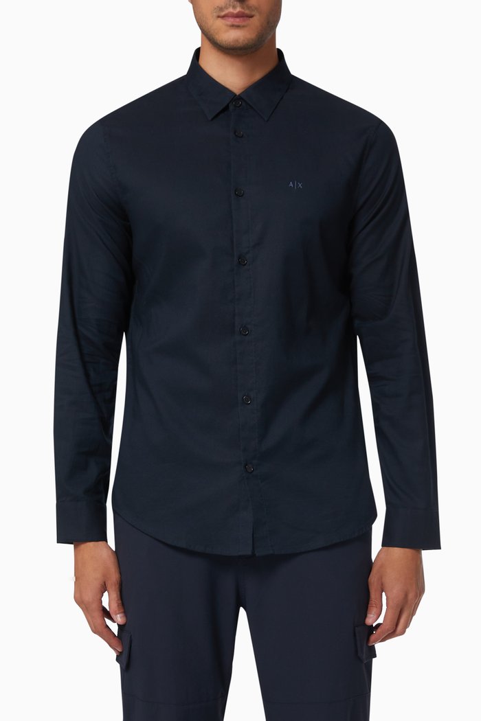 

Logo Slim Fit Shirt in Pima Cotton, Blue