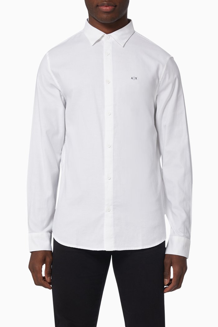 

Logo Slim Fit Shirt in Pima Cotton, White