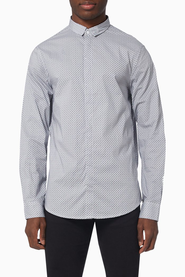 

Geo Print Shirt in Cotton Poplin, Multicolor