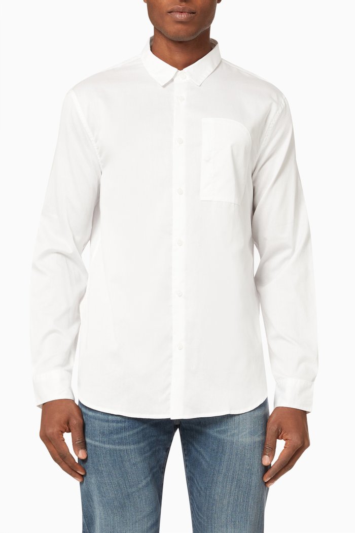 

Tilted Pocket Shirt in Cotton, White