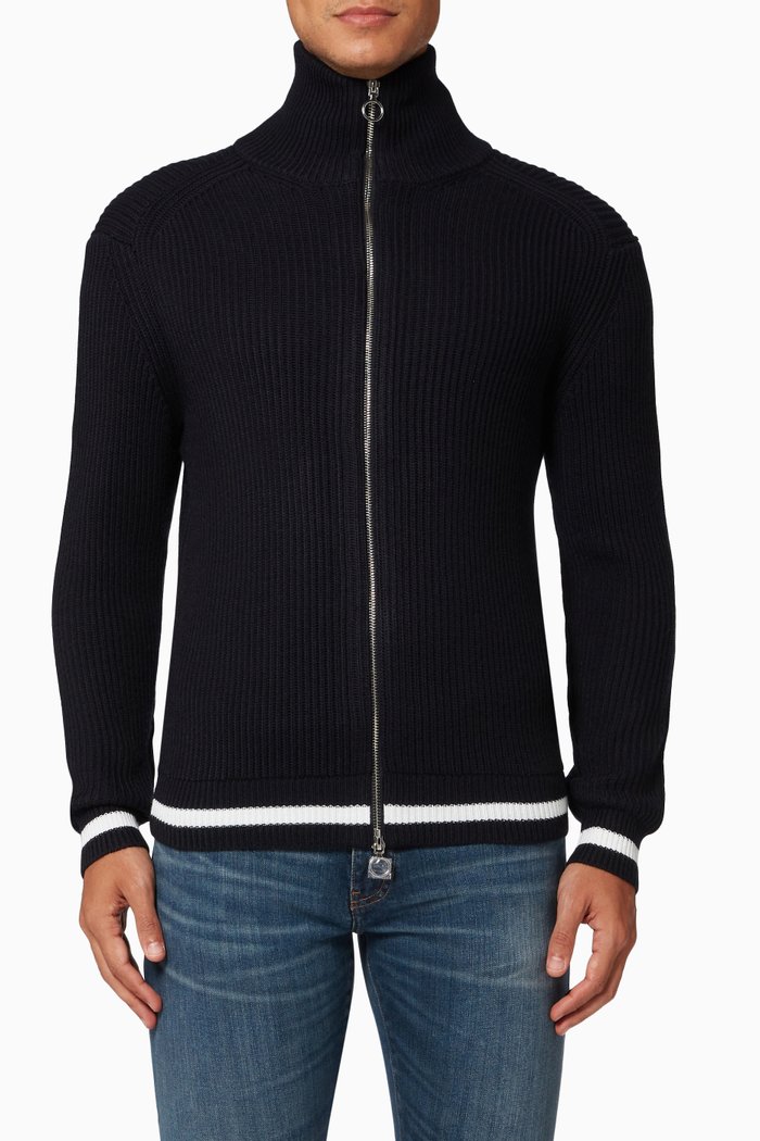 

Zip Through Cardigan in Cotton Wool, Blue