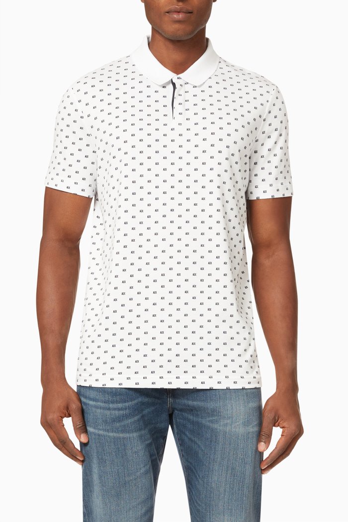 

Logo Pattern Polo T-Shirt in Organic Cotton Piqué, Multicolor