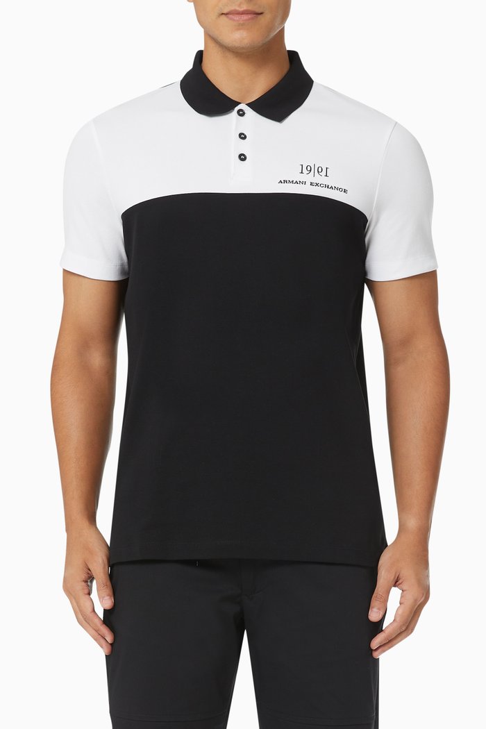 

Two Tone Polo T-shirt in Cotton Piqué, White