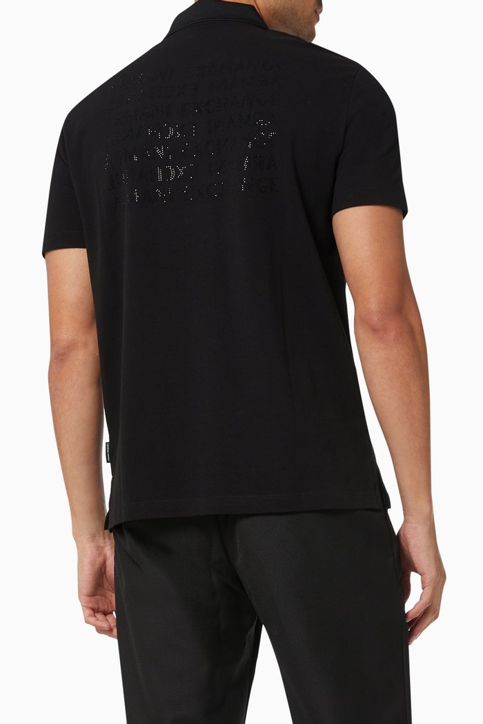 

Half-Zip Polo Shirt in Cotton, Black