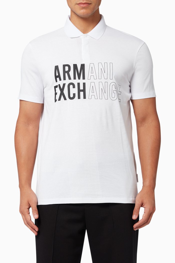 Bold Logo Polo in Cotton Jersey, White