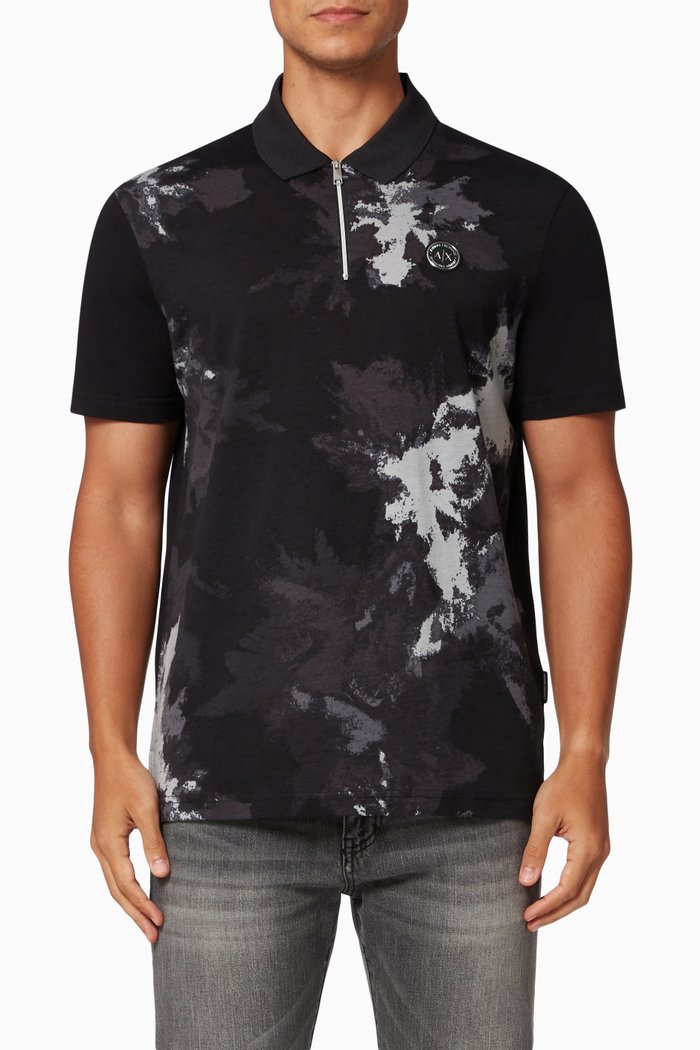 

Ink Camo Polo Shirt in Jersey, Black