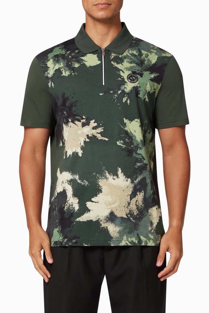 

Ink Camo Polo Shirt in Jersey, Green