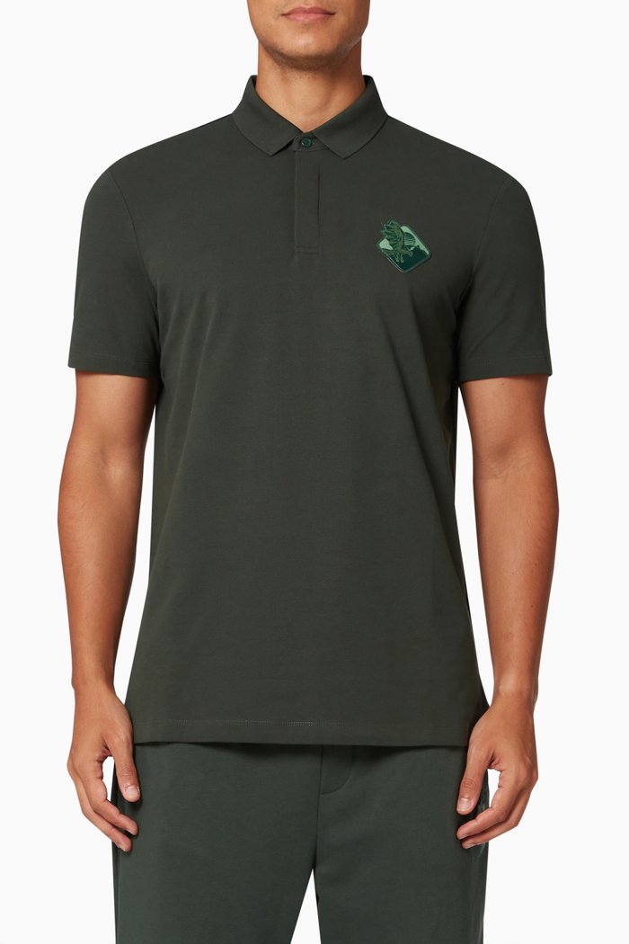 

Eagle Logo Polo Shirt in Cotton Piqué, Green