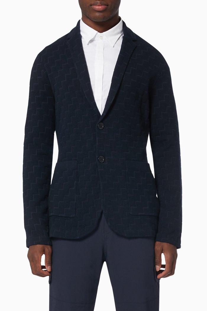 

Geometric Embroidered Blazer, Blue