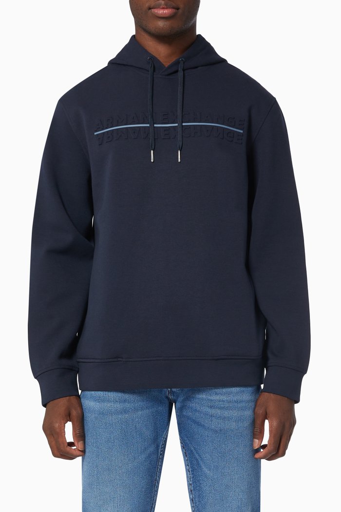 

Upside Down Logo Hoodie in Cotton, Blue