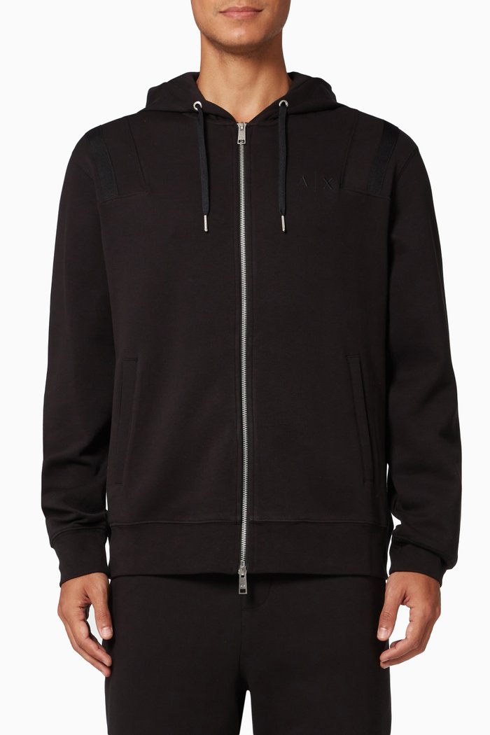 Hooded Sweatshirt in Jersey, Black