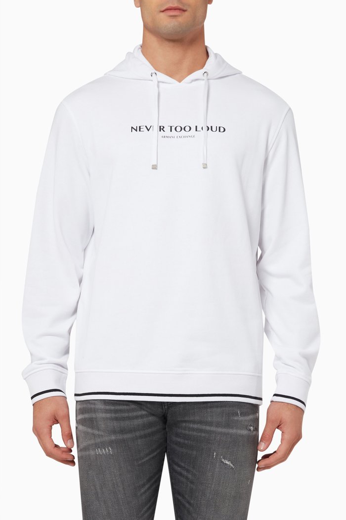 Hooded Sweatshirt in Organic Cotton, White