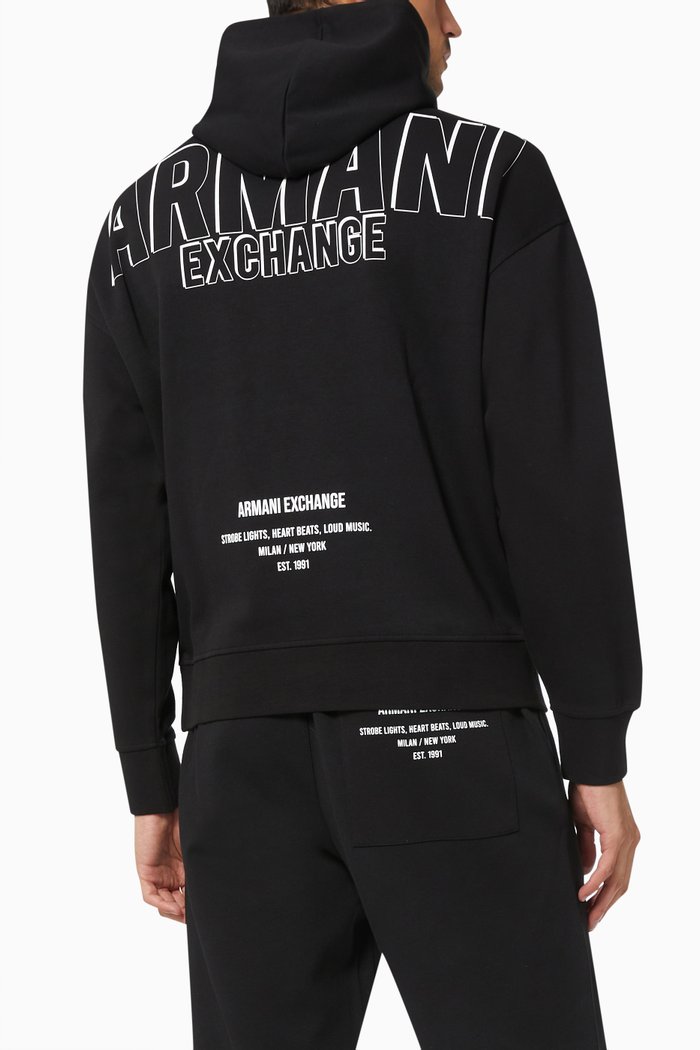 

Hooded Logo Sweatshirt in Cotton Blend, Black