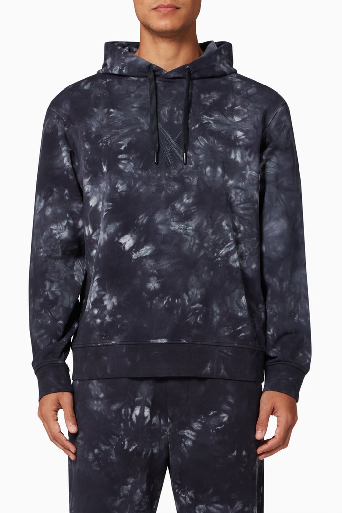 

Tie-Dye Hooded Sweatshirt in Cotton, Blue