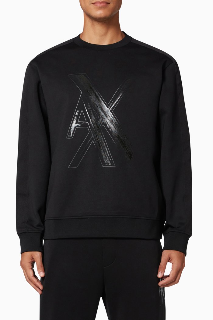 

Oversized Logo Sweatshirt in Cotton Blend, Black