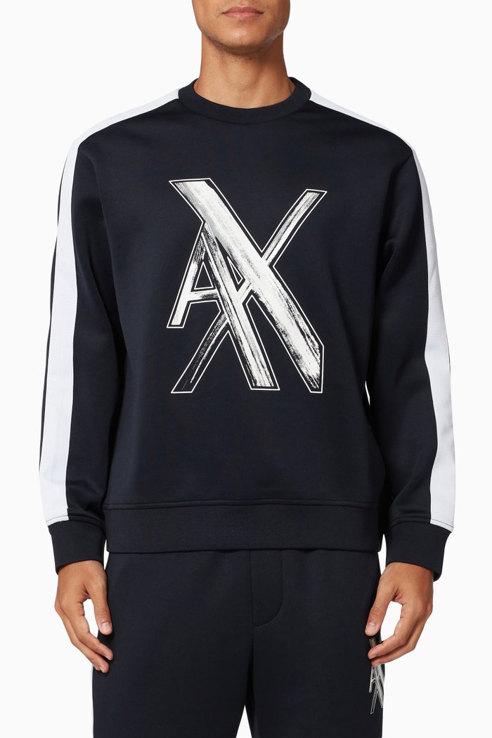 

Oversized Logo Sweatshirt in Cotton Blend, Blue