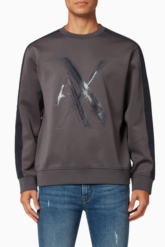 

Oversized Logo Sweatshirt in Cotton Blend, Blue