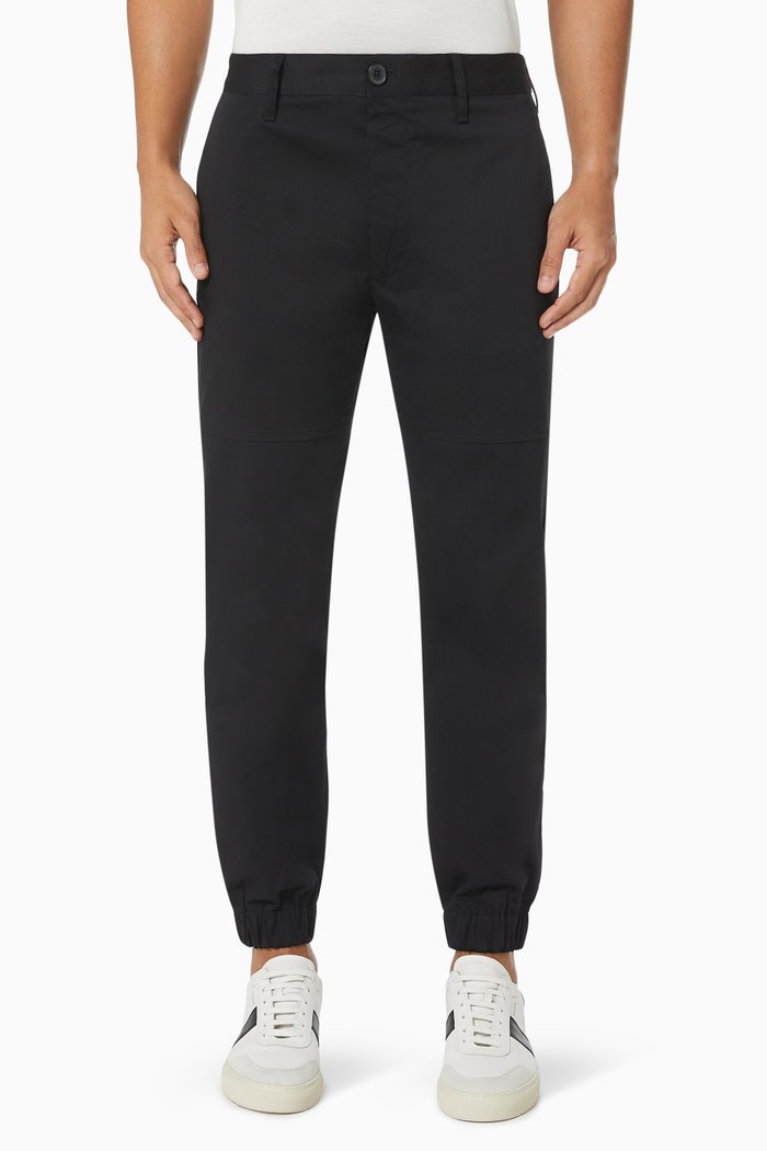 

Casual Cropped Trousers in Cotton Blend, Black